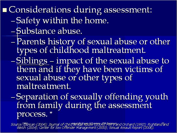 Considerations during Juvenile Sex Offenders CEUs